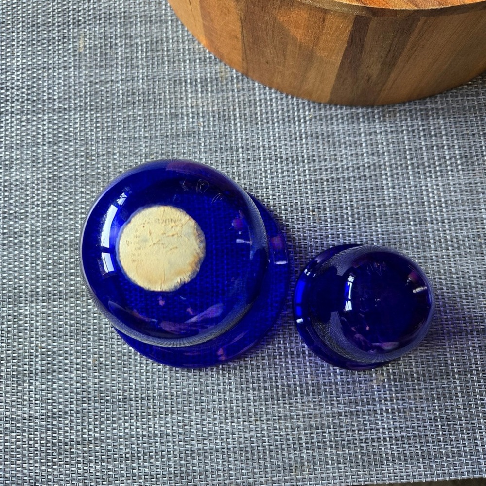 Cobalt Blue Glass Candle Holders Set of 2 Metal Stand Decorative Home Decor - Picture 6 of 12